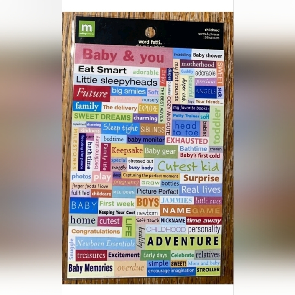 MAKING MEMORIES Word Fetti Childhood Words & Phrases Kid Child Scrapbook Sticker